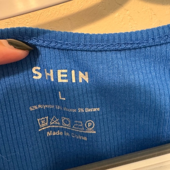 SHEIN Blue Ribbed tank Top - Picture 2 of 2
